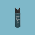 Love you mean it mini BFF teal water bottle on a blue background Annie Downs