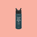 Love you mean it mini BFF teal water bottle on a pink background Annie Downs