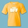 Mini BFF yellow youth tee on blue background Annie Downs